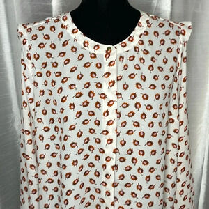 Liz Claiborne Career Women’s Large Button Down Long Sleeve Leaf Print Blouse